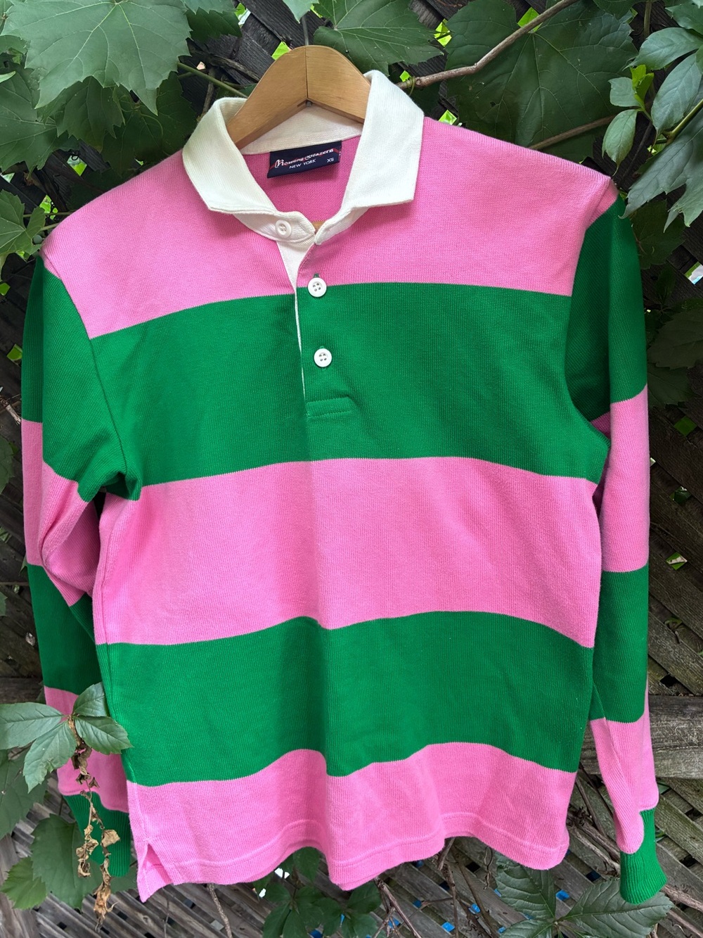 Rowing Blazers Rugby Shirt Pink and Green XS